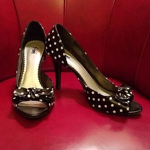 Black and White Polkadot Heels